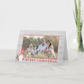 Leuke Kerst Gnome Custom Foto Rustiek Feestdagen Kaart (Voorkant)