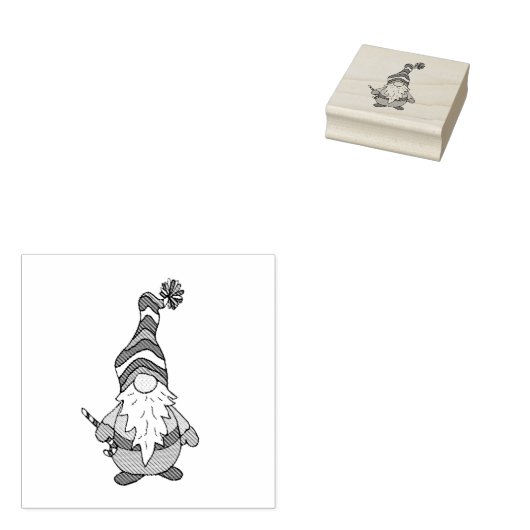 Leuke kerst Gnome met Candy Cane Rubberstempel (Gestempeld)