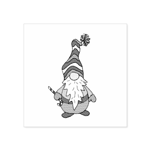 Leuke kerst Gnome met Candy Cane Rubberstempel (Afrduk)