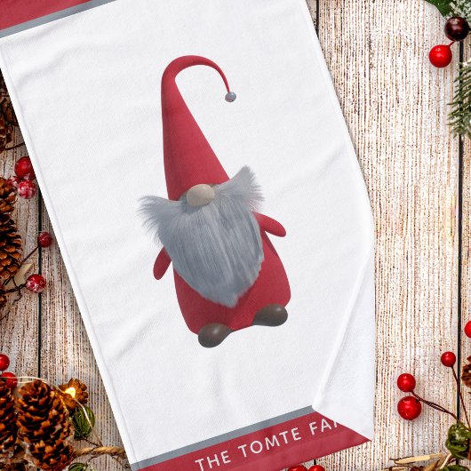 Leuke Kerst Gnome Naam Rood en Wit Handdoek