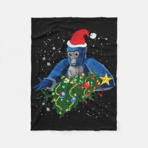 Leuke Kerst Gorilla Tag  Fleece Deken