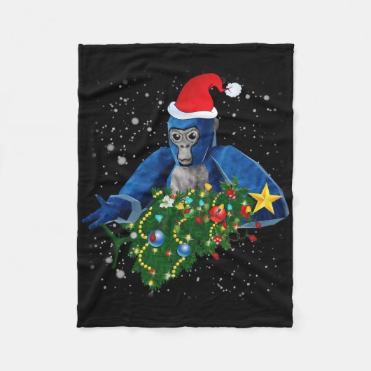 Leuke Kerst Gorilla Tag Fleece Deken (Voorkant)