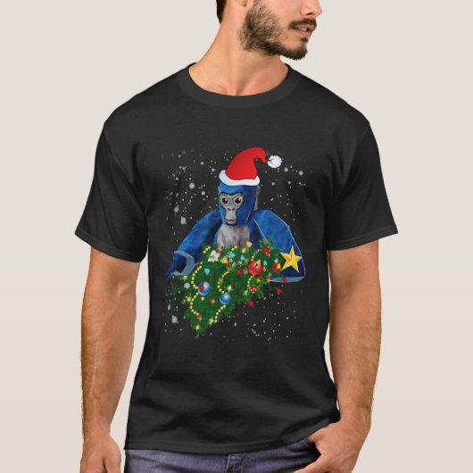 Leuke Kerst Gorilla Tag  T-shirt (Voorkant)