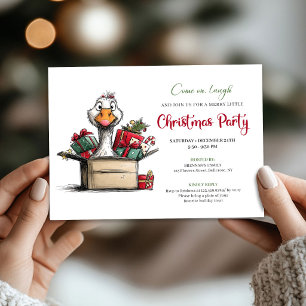 Leuke Kerst Grappige Gans Whimsical Cartoon Feestj Kaart