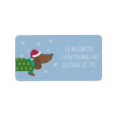 Leuke kerst hond retour adres label (Voorkant)