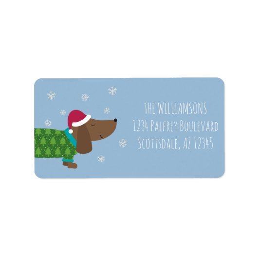 Leuke kerst hond retour adres label (Voorkant)
