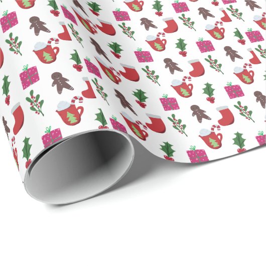 Leuke kerst Hot Chocolade Winter Vakantie Cadeaupapier (Rol Hoek)