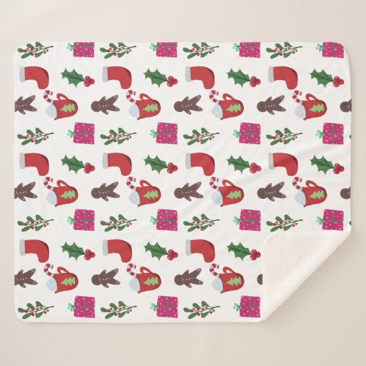 Leuke kerst Hot Chocolade Winter Vakantie Sherpa Deken (Voorkant (horizontaal))
