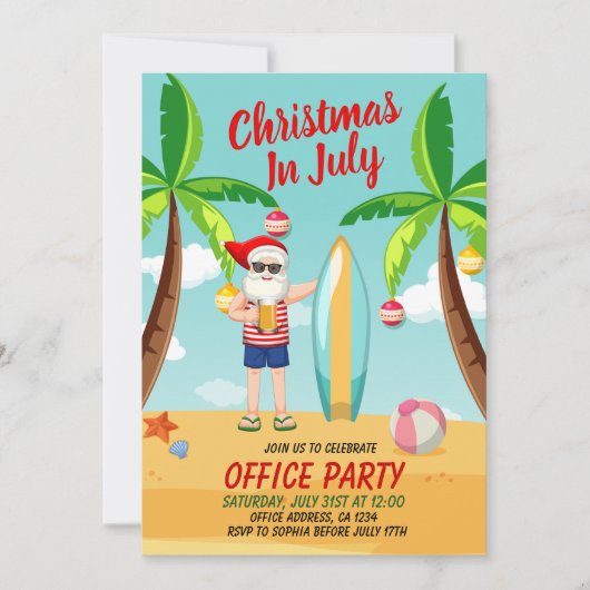 Leuke kerst in juli Sinterklaas op het strand Kaart (Voorkant)