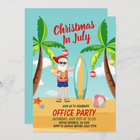 Leuke kerst in juli Sinterklaas op het strand Kaart (Voorkant / Achterkant)