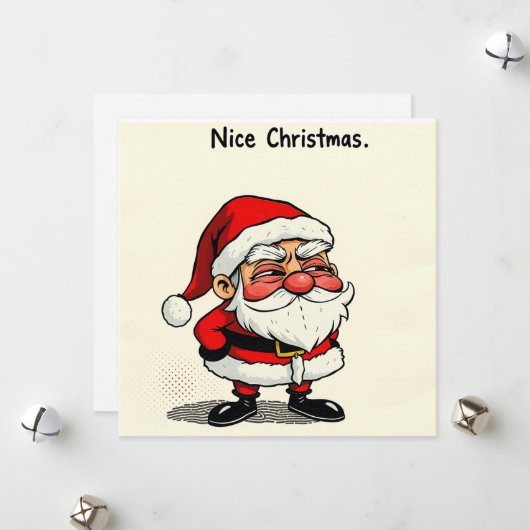 Leuke kerst Kaart – ‘Cheeky Santa’ wit (Voorkant / Achterkant in situ)