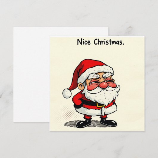 Leuke kerst Kaart – ‘Cheeky Santa’ wit (Voorkant / Achterkant)