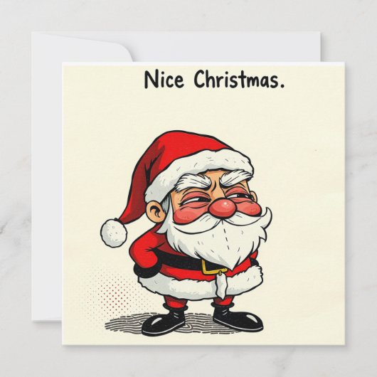 Leuke kerst Kaart – ‘Cheeky Santa’ wit (Voorkant)