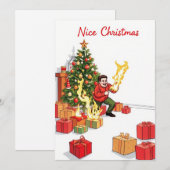 Leuke kerst Kaart - Fiery Fun (Voorkant / Achterkant)