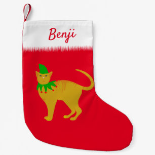 Leuke kerst kat gepersonaliseerd huisdier kleine kerstsok
