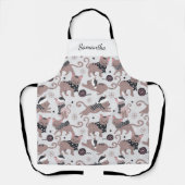 Leuke Kerst Kat Patroon Naam Schort (Voorkant)