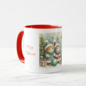 Leuke kerst katten mok (Voorkant links)