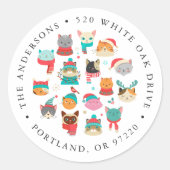 Leuke Kerst Katten Vakantie Retouradres Labels (Voorkant)