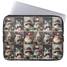 Leuke kerst katten winterdieren rustiek laptop sleeve
