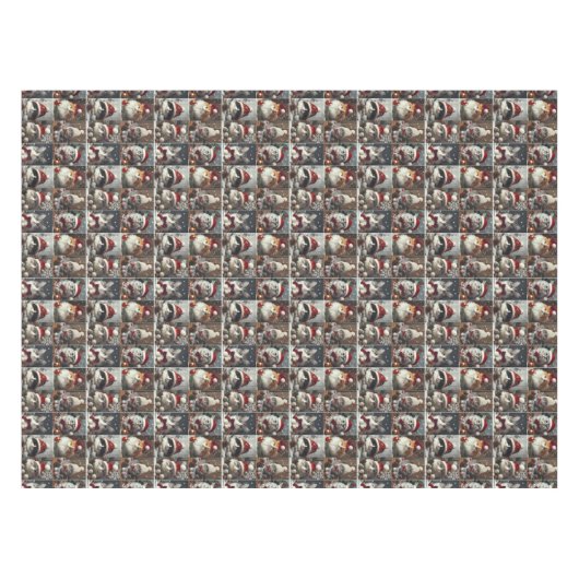Leuke kerst katten winterdieren rustiek tafelkleed (Voorkant (Horizontaal))