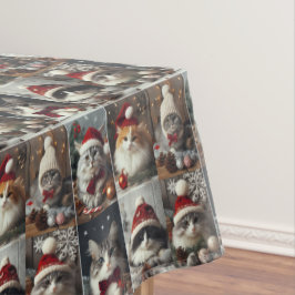 Leuke kerst katten winterdieren rustiek tafelkleed