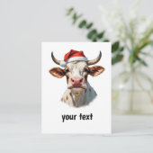 Leuke kerst koe met jouw tekst briefkaart (Staand voorkant)