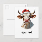 Leuke kerst koe met jouw tekst briefkaart (Voorkant / Achterkant)