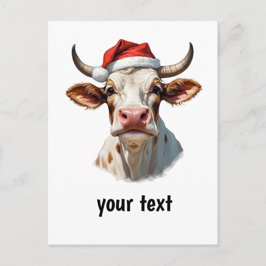 Leuke kerst koe met jouw tekst briefkaart (Voorkant)
