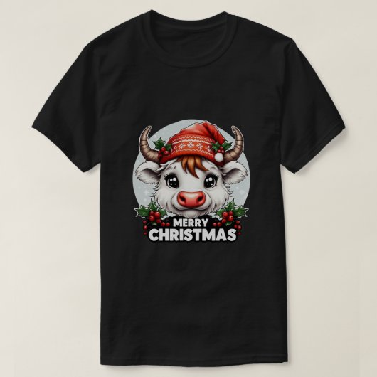 Leuke kerst koe t-shirt (Design voorkant)
