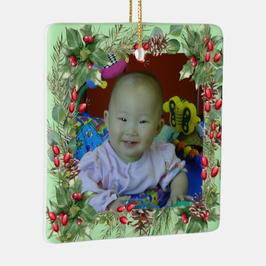 Leuke Kerst Krans Foto Lijst Keramisch Ornament (Rechts)