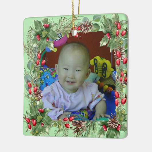 Leuke Kerst Krans Foto Lijst Keramisch Ornament (Links)