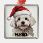 LEUKE KERST MALTESE HOND MET KERSTMUTS METALEN ORNAMENT (Voorkant)
