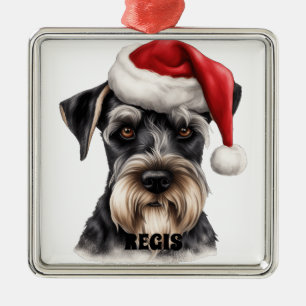 LEUKE KERST MINIATUUR SCHNAUZER HOND METALEN ORNAMENT