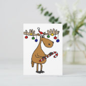 Leuke kerst Moose met snoep Cane en Ornamenten Feestdagenkaart (Staand voorkant)