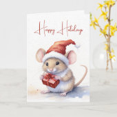 Leuke kerst muis met cadeau kaart (Gele Bloem)