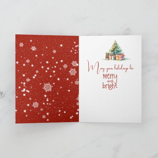 Leuke kerst muis met geschenk boog kaart (Binnen)