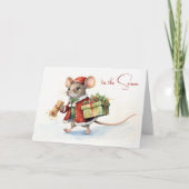 Leuke kerst muis met geschenken kaart (Voorkant)