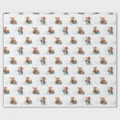 Leuke kerst muizen in de sneeuw cadeaupapier (Vlak)