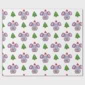 Leuke Kerst Olifanten en Kerstbomen Cadeaupapier (Vlak)