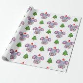 Leuke Kerst Olifanten en Kerstbomen Cadeaupapier (Uitgerold)
