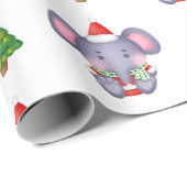 Leuke Kerst Olifanten en Kerstbomen Cadeaupapier (Rol Hoek)