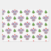 Leuke Kerst Olifanten en Kerstbomen Inpakpapier Vel (Voorkant)