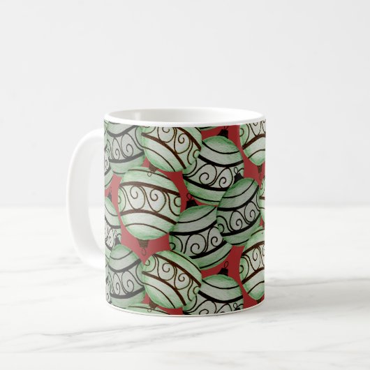 Leuke kerst ornament patroon koffiemok (Voorkant links)