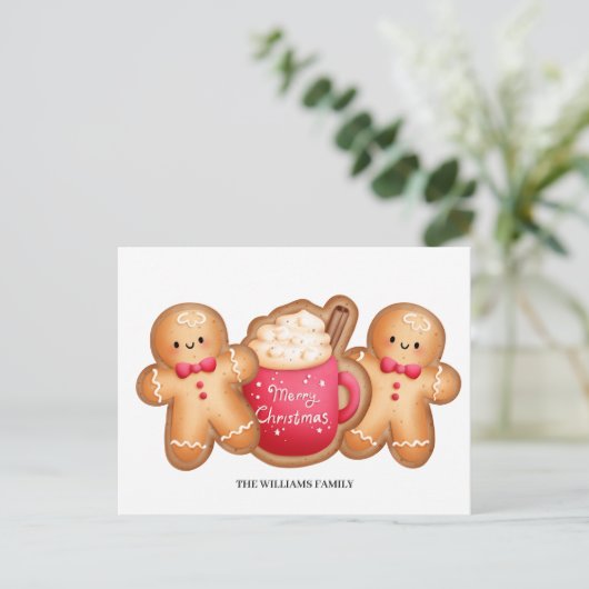 Leuke kerst peperkoek cacao feestdagenkaart (Staand voorkant)