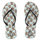 Leuke kerst peperkoek mannen patroon blauw teenslippers (Voetbed)