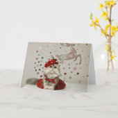 Leuke Kerst Perzische Kat Kaart (Gele Bloem)