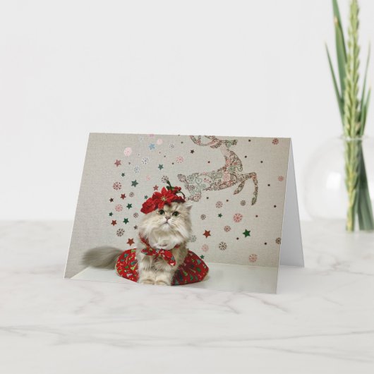 Leuke Kerst Perzische Kat Kaart (Voorkant)