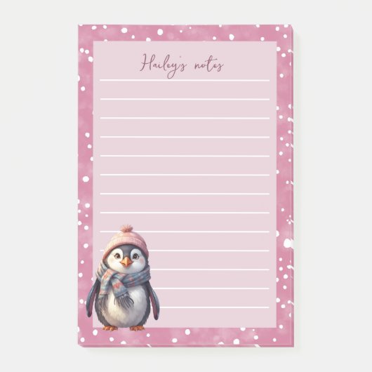 Leuke kerst pinguïn gepersonaliseerd post-it® notes (Voorkant)