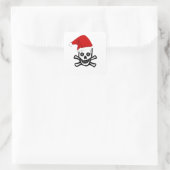 Leuke Kerst Pirate Schedel met Santa Hat Vierkante Sticker (Tas)