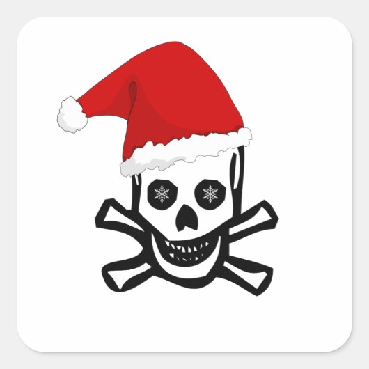Leuke Kerst Pirate Schedel met Santa Hat Vierkante Sticker (Voorkant)